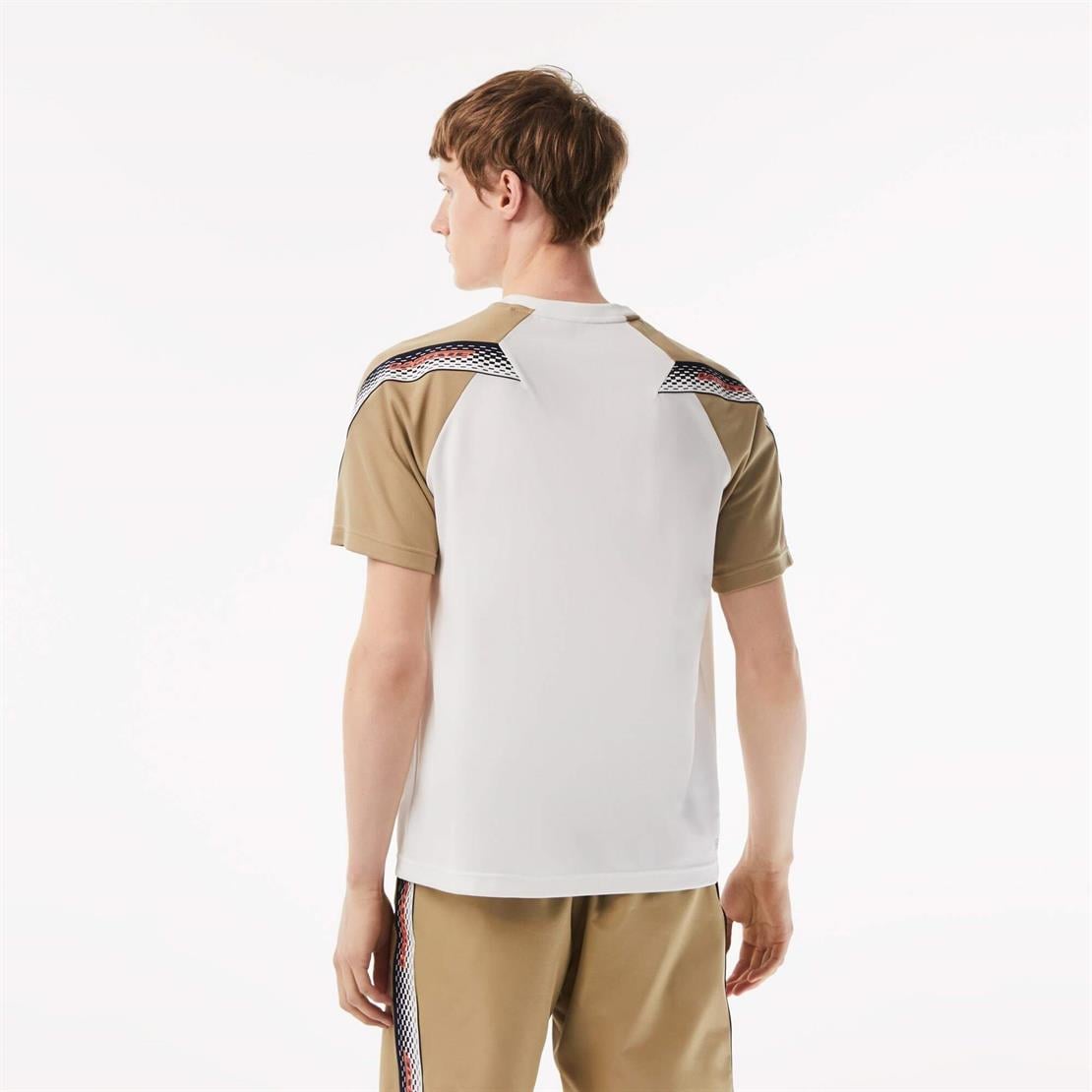 Lacoste Lacoste SPORT Erkek Regular Fit Bisiklet Yaka Renk Bloklu Beyaz T-Shirt
