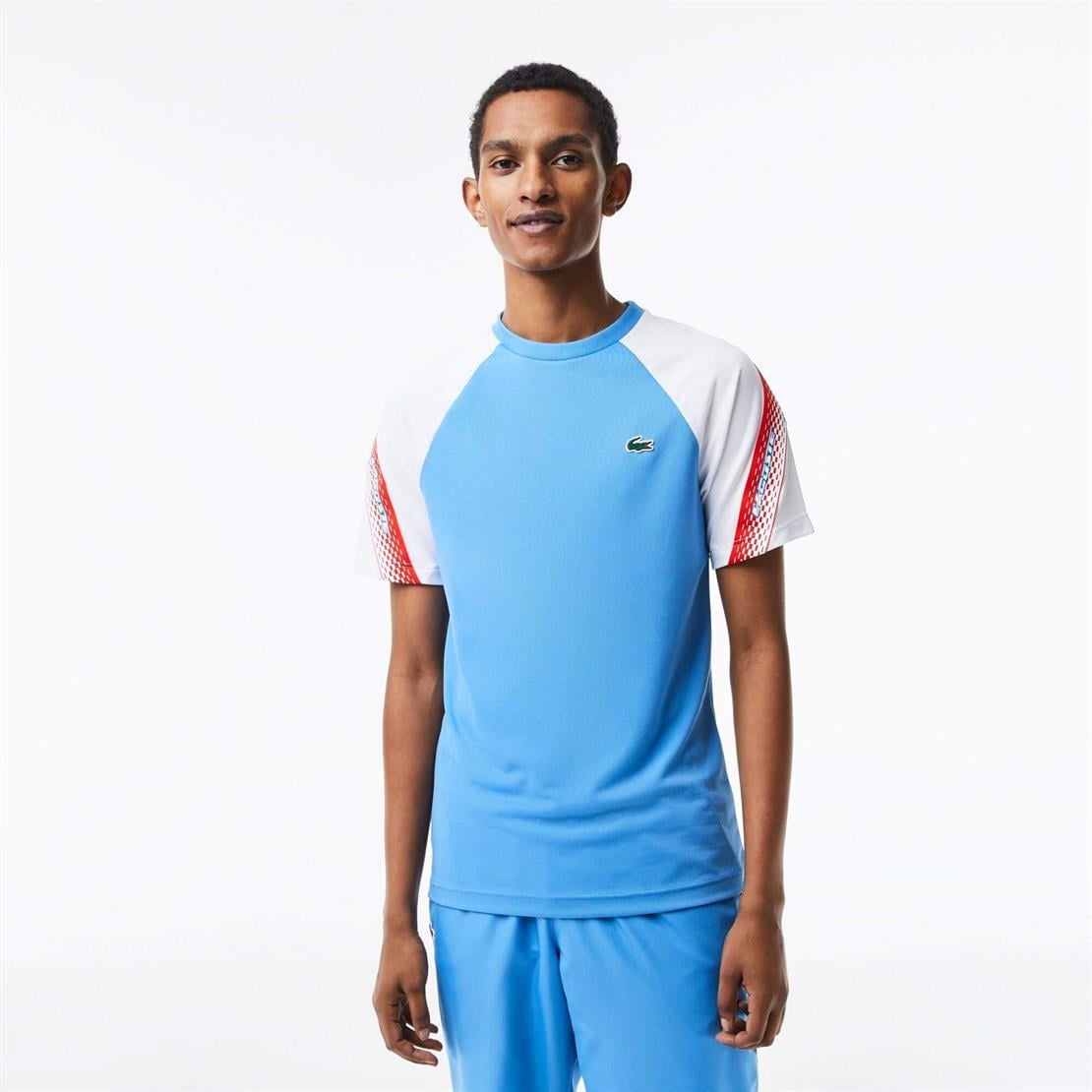 Lacoste Lacoste SPORT Erkek Regular Fit Bisiklet Yaka Renk Bloklu Mavi T-Shirt