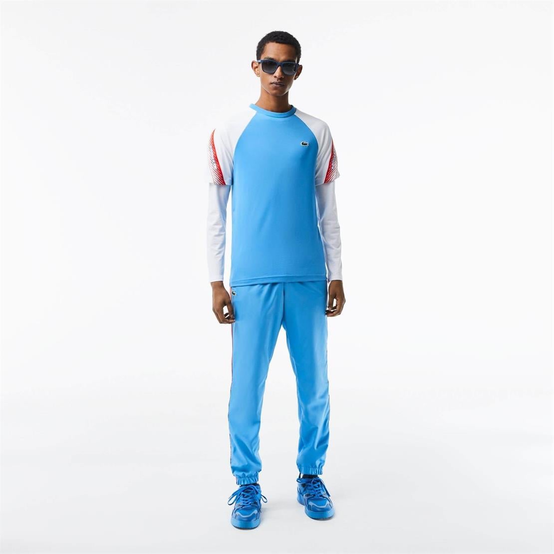 Lacoste Lacoste SPORT Erkek Regular Fit Bisiklet Yaka Renk Bloklu Mavi T-Shirt