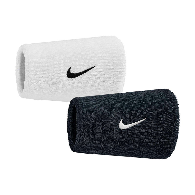 NikeNike Swoosh Classic 2'li Havlu Bileklik (Büyük) - Beyaz/Siyah