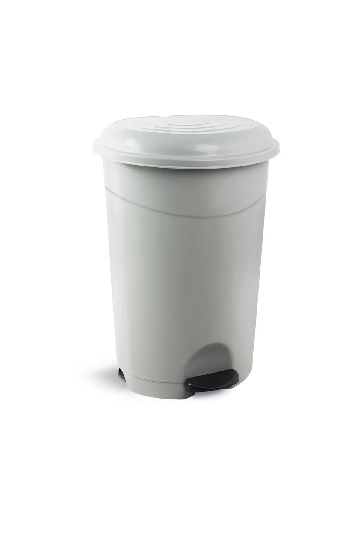 Plastik Pedallı Çöp Kovası Gri