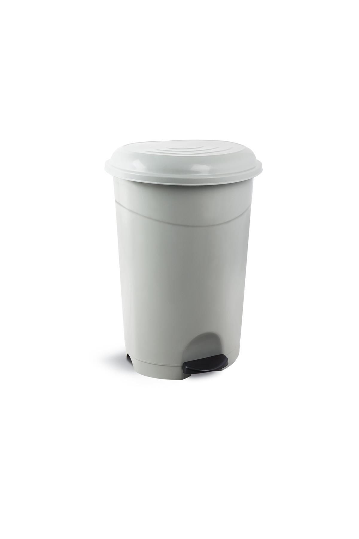 Plastik Pedallı Çöp Kovası Gri