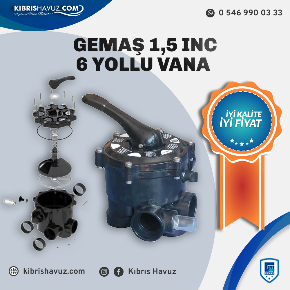 Gemaş 6 Yollu Vana Ø 50 mm (1,5 İnç) Yandan Dişli Çıkışlı 6 Way Valves | Havuz Makine Dairesi | Gemaş 6 Yollu Vana Ø 50 mm (1,5 İnç) Yandan Dişli Çıkışlı 6 Way Valves