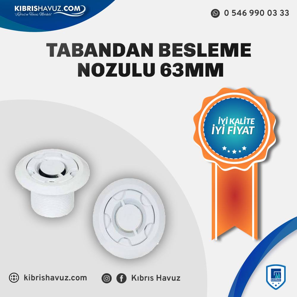 Tabandan Besleme Nozulu 63mm | Nozul | Nozul | 316 Krom Ø63 mm Debi Ayarlı Tabandan Besleme Nozulu | BRT | Havuz.com.tr - Havuz Malzemeleri & Ekipmanları