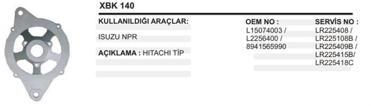 Alt Ön Kapak Isuzu Npr Hitachi Tip          Xbk140