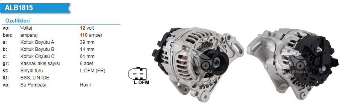 ALTERNATÖR 12V 110AH CADDY 3 1,9 03 GOLF         WÜTSE23360 