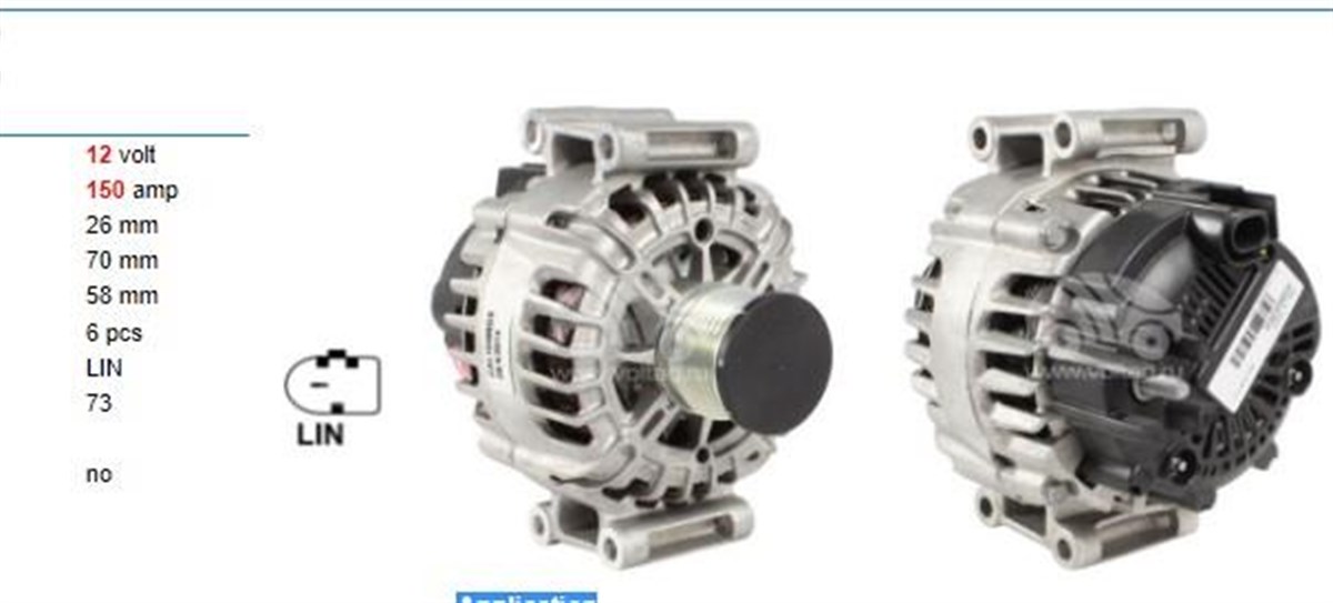 Alternatör 12V 150Ah Mercedes C180 C200 E200