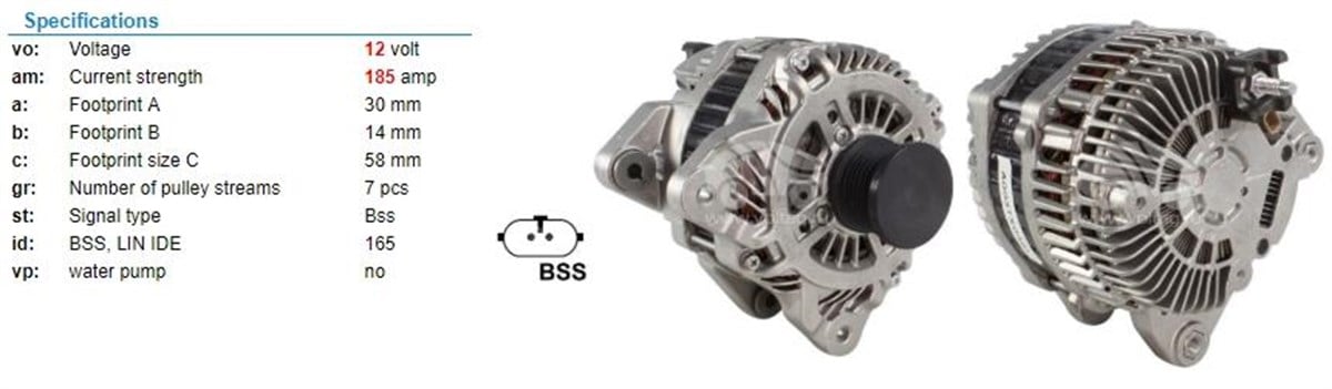 Alternatör 12V 185Ah Renault Master Opel Movano Renault Master 3 Com Uçlu Ym Vito Ya Olur