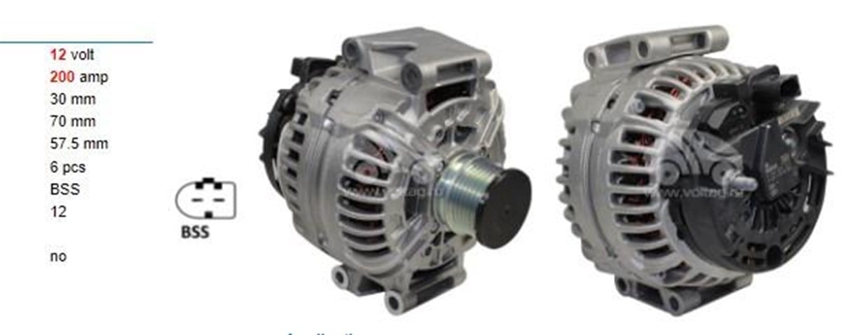 Alternatör 12V 200Ah Mercedes Sprinter Vito Viano