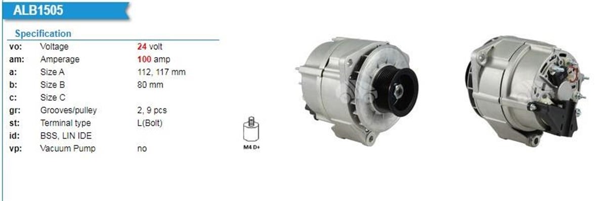 Alternatör 24V 100Ah Mercedes  Mb Actros Axor Atego Iı Atego