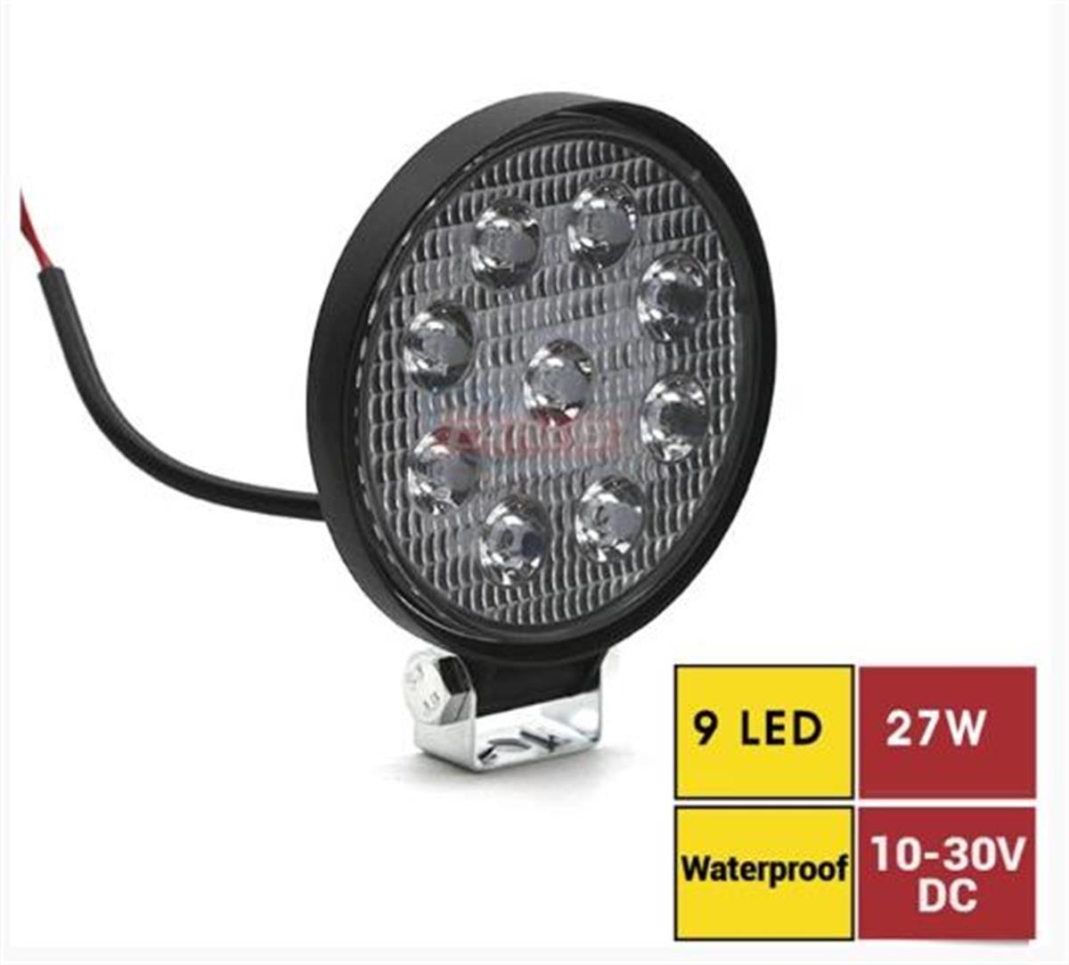 Çalışma Lambası 10V 30V 27W 9Led Yuvarlak Siyah