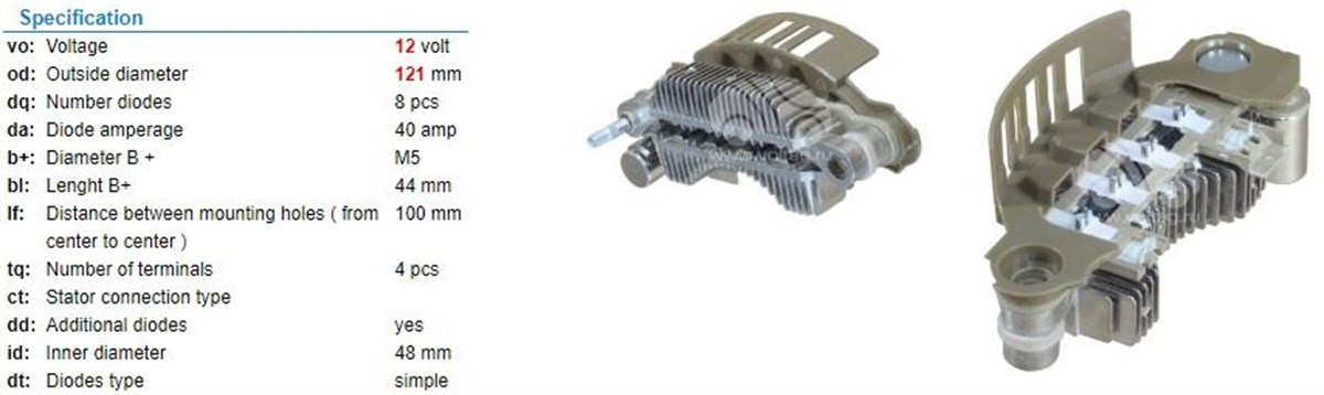 Diyot Tablası 12V Hyundai Starex H100 100Mm Gndm504d