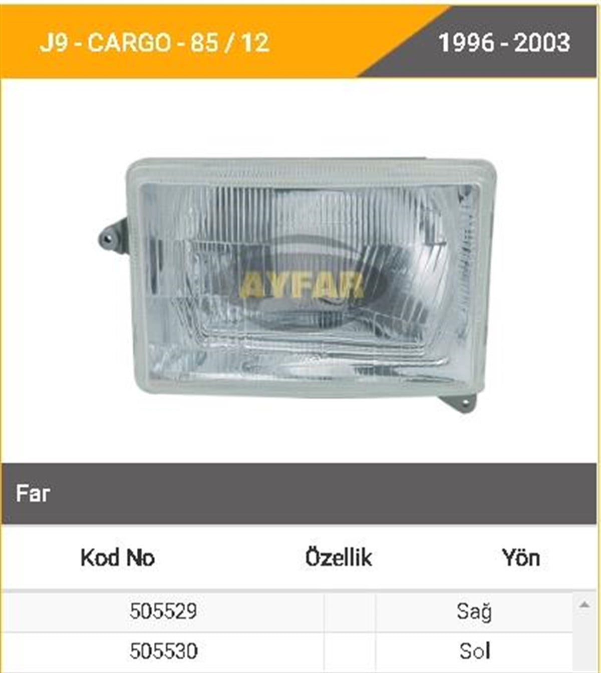 Far Iveco J9 Karsan Cargo Sol 505530