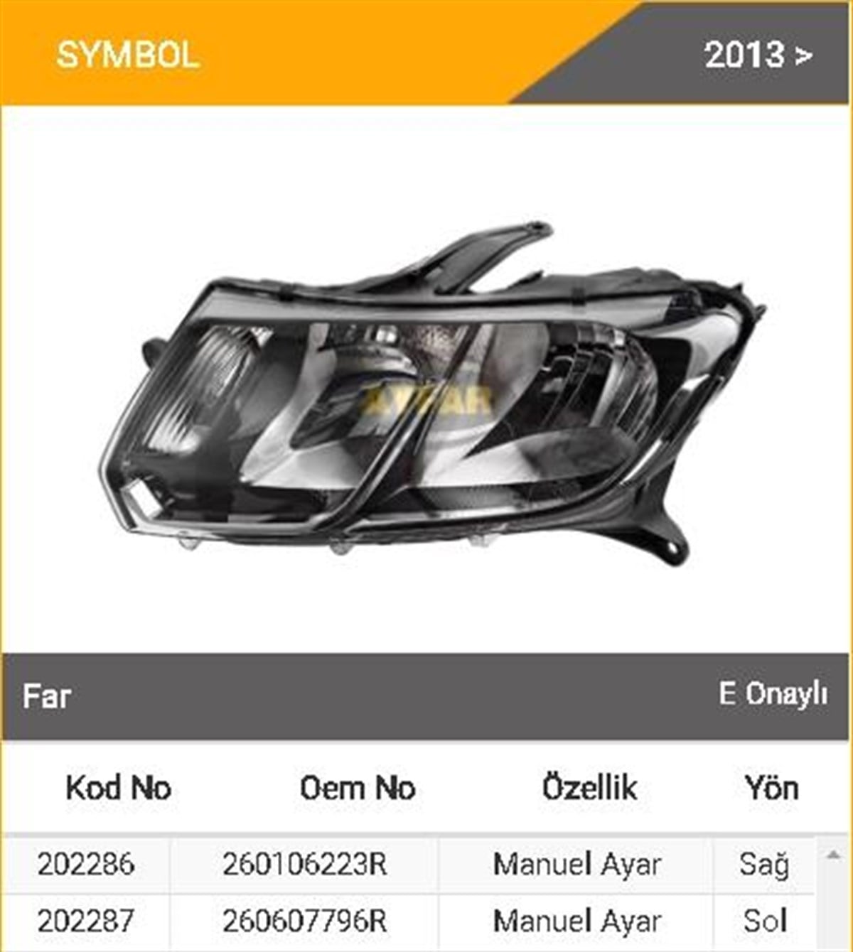 FAR RENAULT SYMBOL 2013- MANUEL SOL......AYF202287