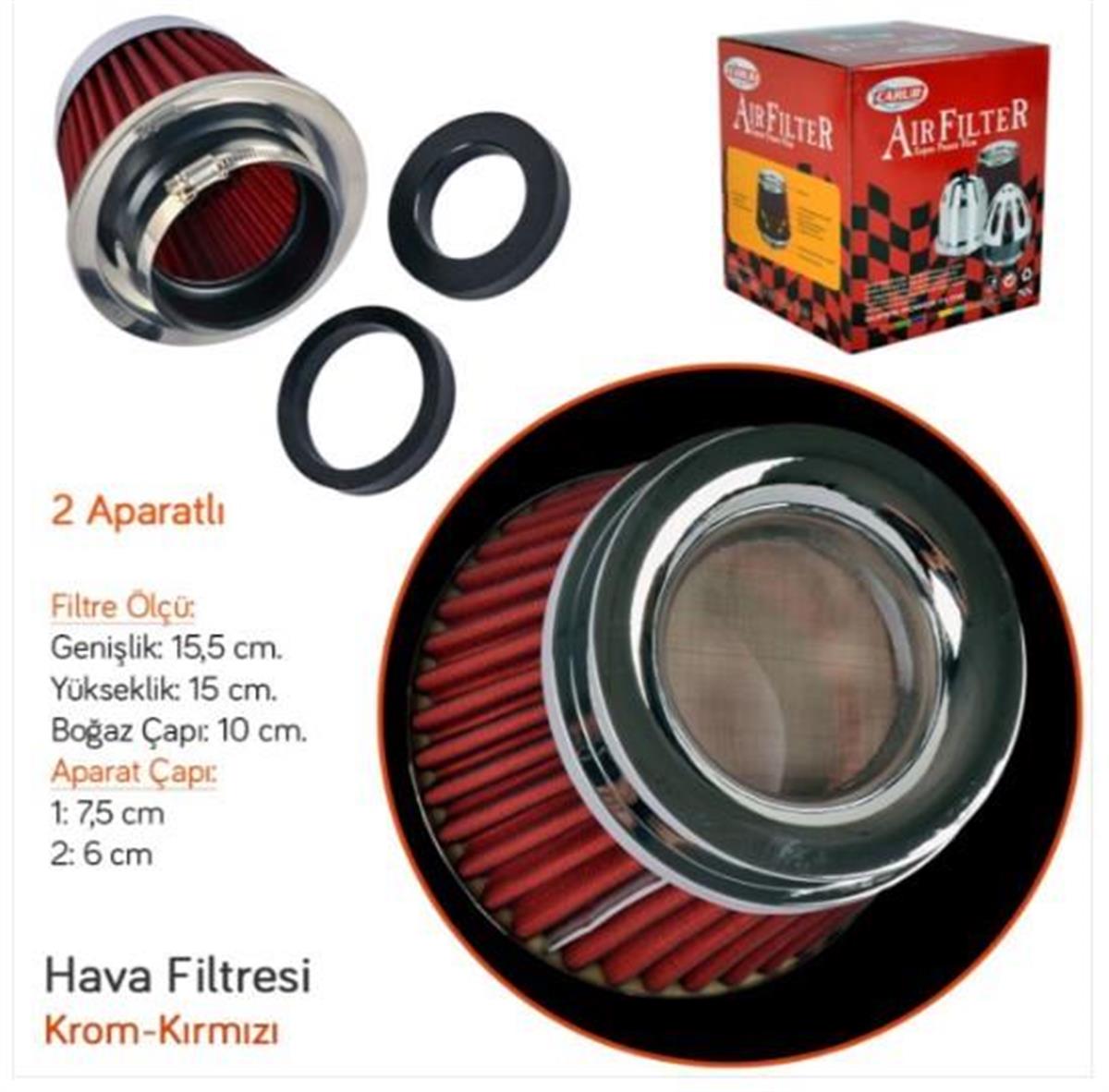 Hava Filitresi Performans 2 Aparatlı Krom Kırmızı | Carub Br4686301