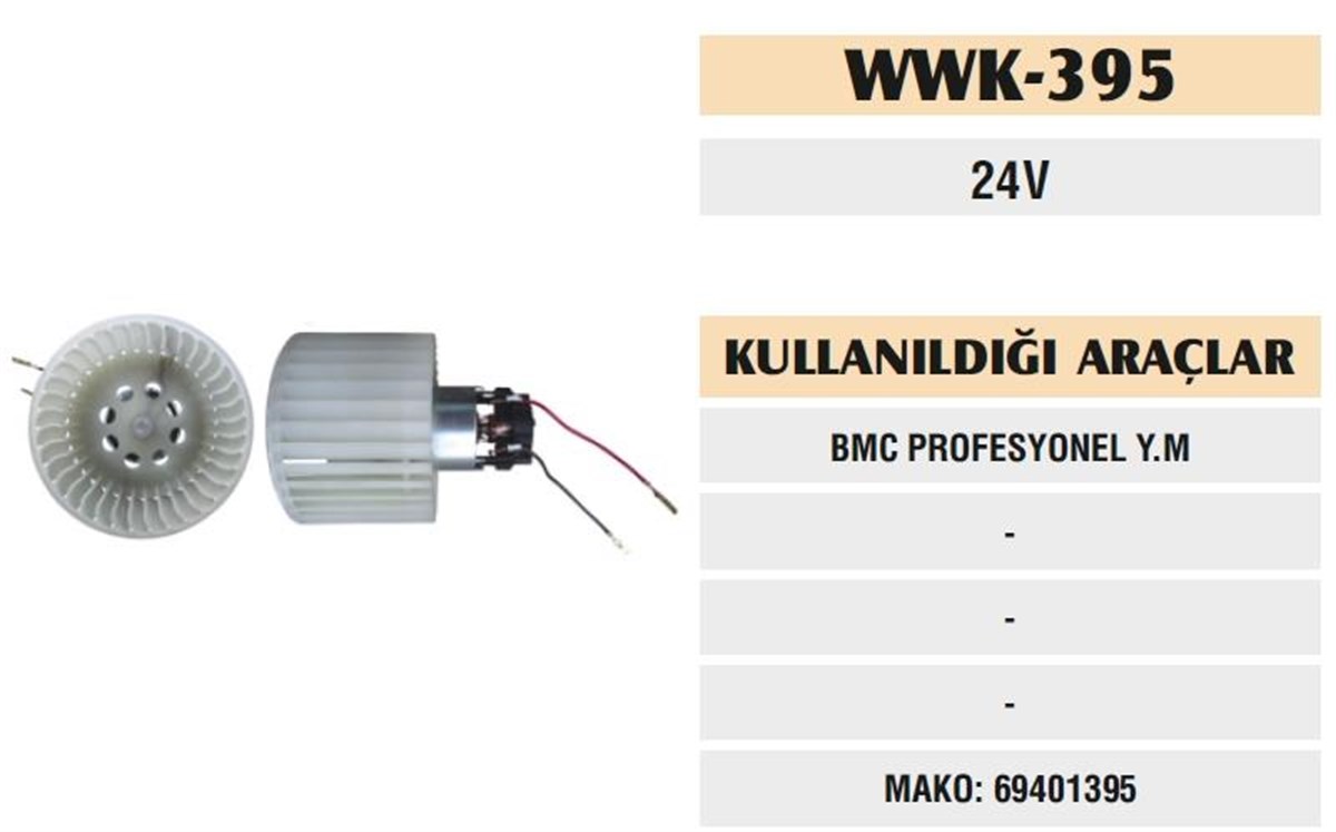 Kalorifer Motoru 24V Bmc Pro Ym Bmc Profesyonel Ym Mako 69401395 Rkm 975 K395