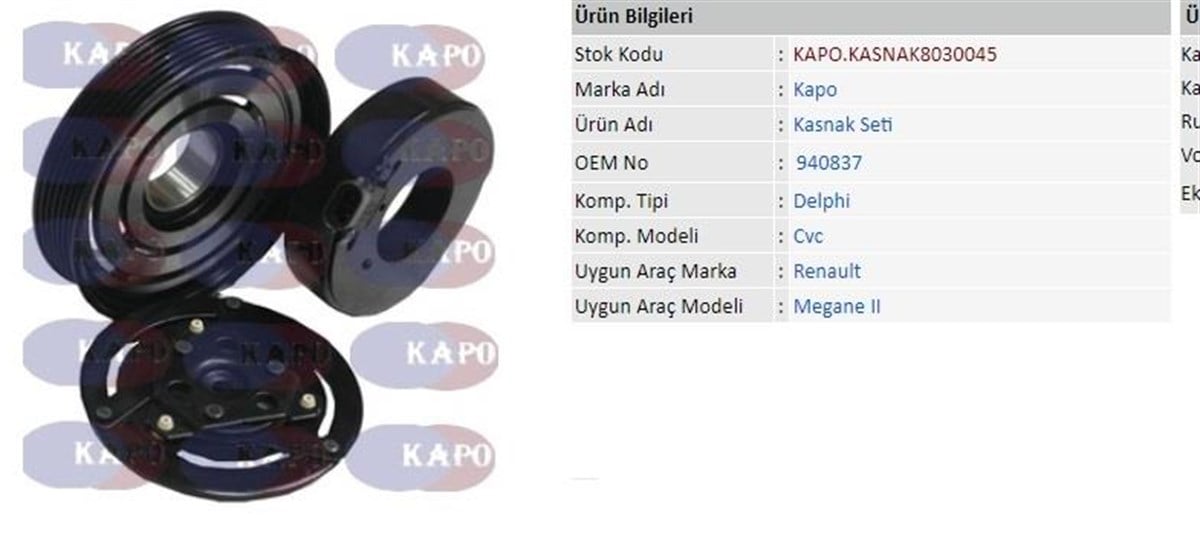 Klima Kompresör Kasnak Seti 6Pk 125Mm Renault Megane Iı Scenic                                    