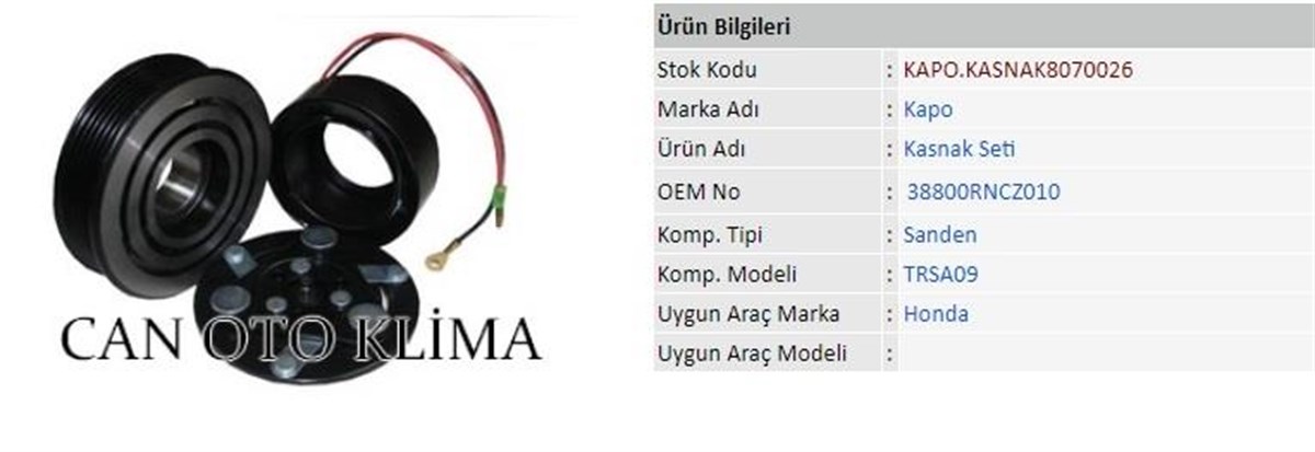 Klima Kompresör Kasnak Seti 6Pk Honda Civic 2001 112Mm