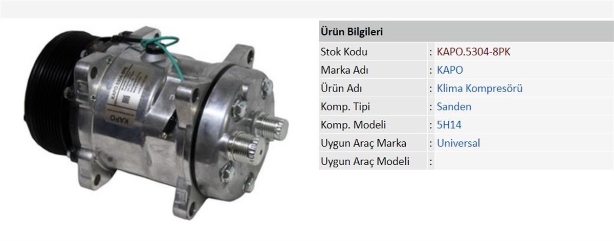 Klima Kompresörü 24V 5H14 8Pk Arkadan Çıkışlı İ K