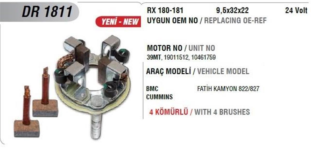 Kömür Yuvası 24V Bmc Profesyonel 822 827 Caterpill Cummins Nercedes Axor Samcung Volvo Fatih Kamyon 13Del0222 Bhd222 | Mega Dr1811