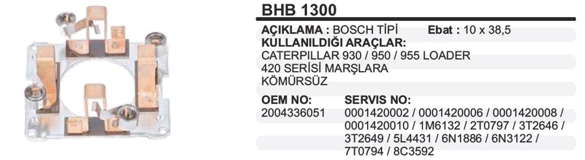 Kömür Yuvası 24V Cat 950 955 Nıssan / Fıat Traktor / Volvo Kamyon Bhb1300