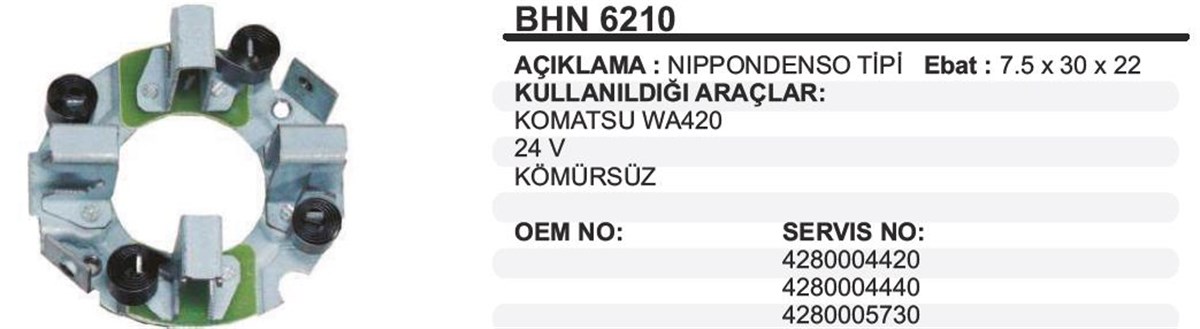 Kömür Yuvası 24V Komatsu Wa420 Bhn6210