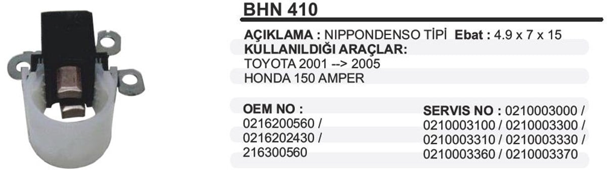 Kömür Yuvası 3Ayak Corolla Honda Bhn410