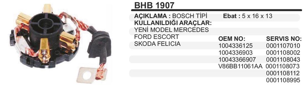 Kömür Yuvası Bosch Tip Ford Bmw Plastik Bhb1907