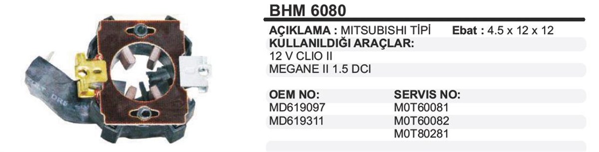 Kömür Yuvası Clio2 Megan2 1,5 Cdı Bhm6080