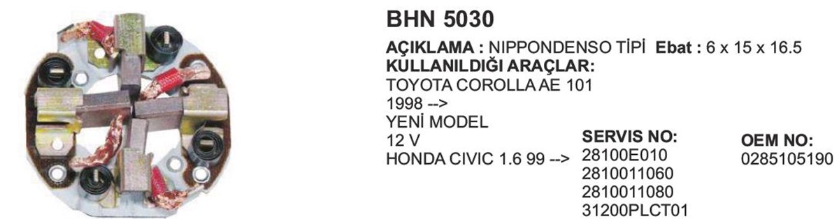 Kömür Yuvası Corolla Honda Cıvıc İes 99 Bhn5030