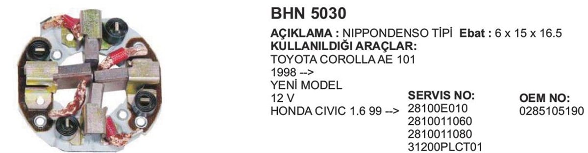 Kömür Yuvası Corolla Honda Cıvıc İes 99 Bhn5030