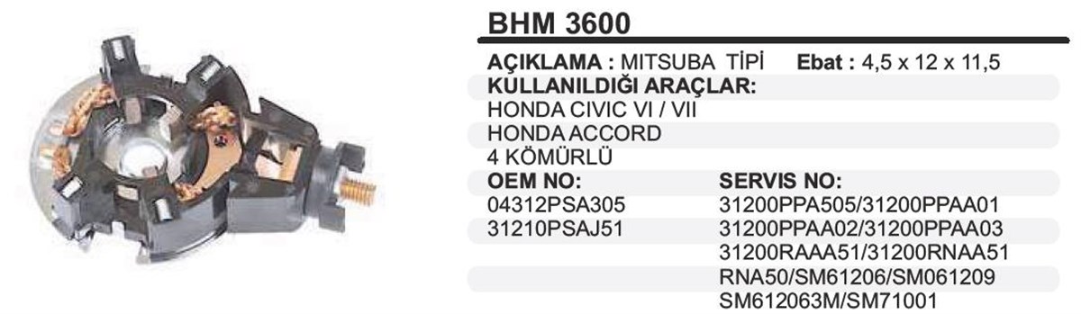 Kömür Yuvası Honda Accord Bhm3600