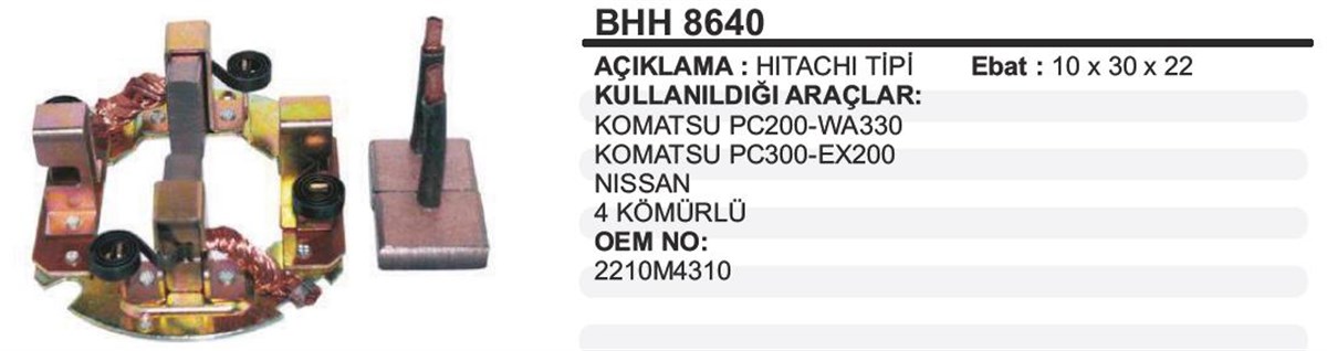 Kömür Yuvası İşmakinası Hitachi Tip Komatsu Pc200 Pc300 Nissan Ax200 Bhh8640