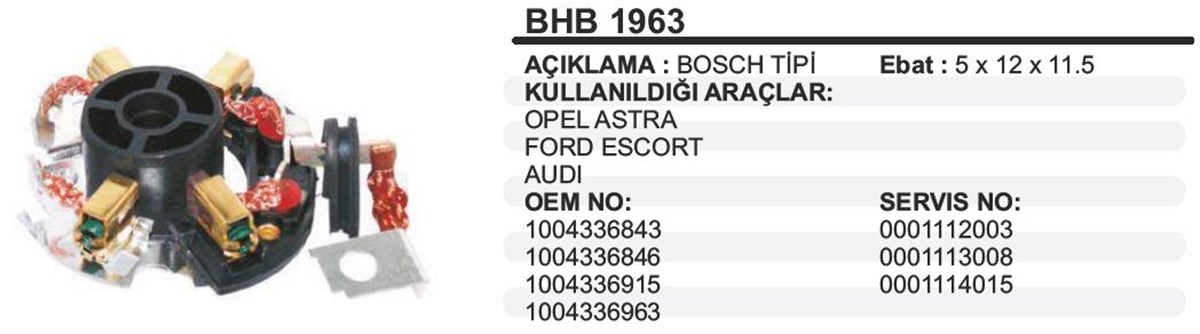 Kömür Yuvası Opel Astra Bosch Tip          Bhb1963