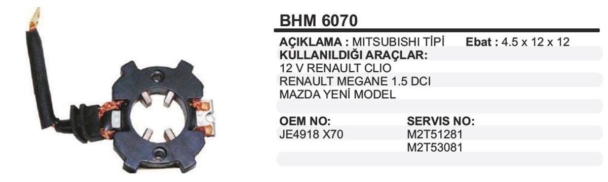 Kömür Yuvası Reno Clio Megan 1,5 Mazda Ym Bhm6070