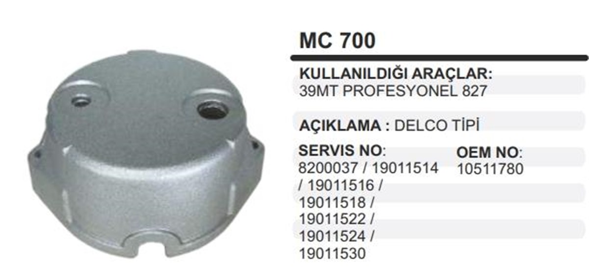 Marş Arka Kapak 39Mt Profosyonel 827 Mc700 Mak700