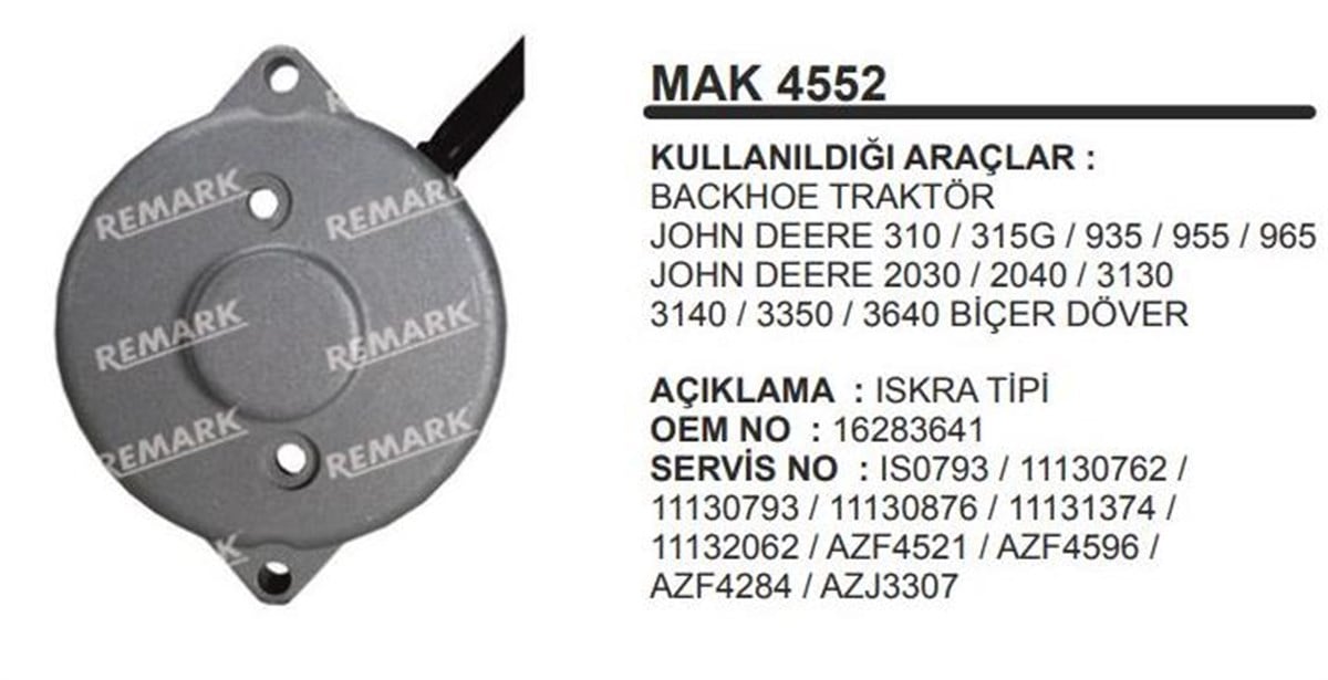 Marş Arka Kapak Johndeere Biçer Döver  Beco Backhoa  Traktör Johndeere