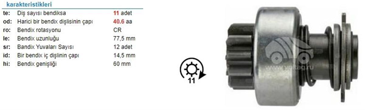 Marş Dişlisi 11Diş Steyr 768 8073 Pancar Zen0689