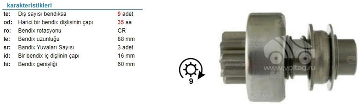 MARŞ DİŞLİSİ 9DİŞ FİAT 411/415 İNCE FREZE  ZEN0560