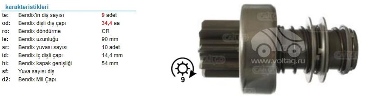 MARŞ DİŞLİSİ 9DİŞ İNTER TRAKTÖR ZEN0103