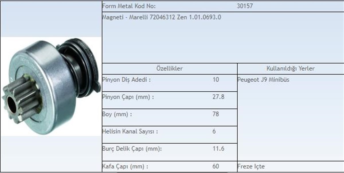 MARŞ DİŞLİSİ 9DİŞ J9 NORMAL FREZE ZEN0693