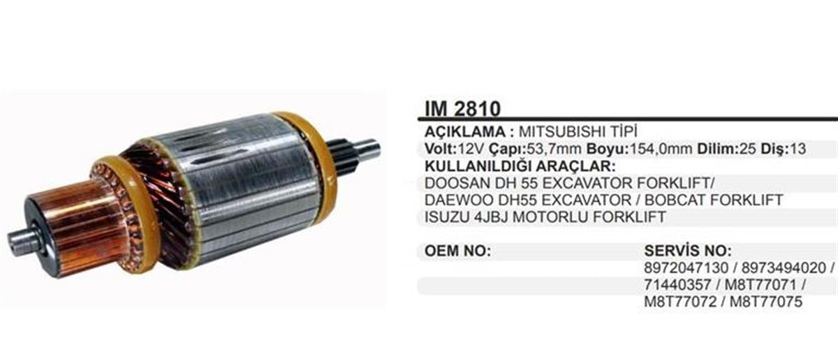 Marş Kollektörü 12V 13Diş Doasan Daewoo Excavatör Forklift Isuzu 4Jb1 Remark Im2810