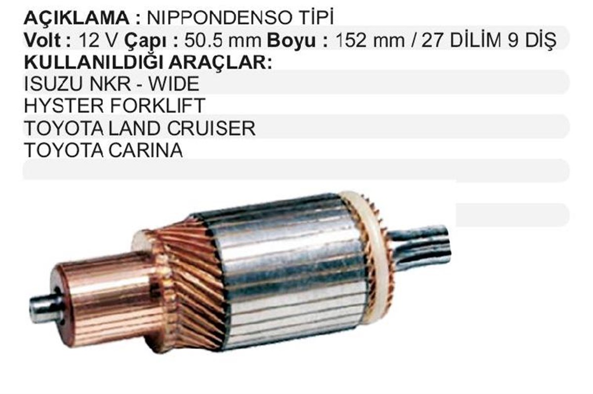 Marş Kollektörü 12V 9Diş Honda Accord Toyota Carina Land Cruiser Isuzu Nkr