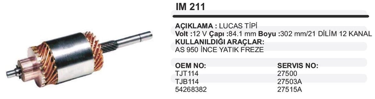 MARŞ KOLLEKTÖRÜ 12V AS950 YATIK LUCTİP 84.1X302 