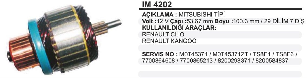 MARŞ KOLLEKTÖRÜ 12V CLİO KANGO 53,5-101-7 .IM4202 