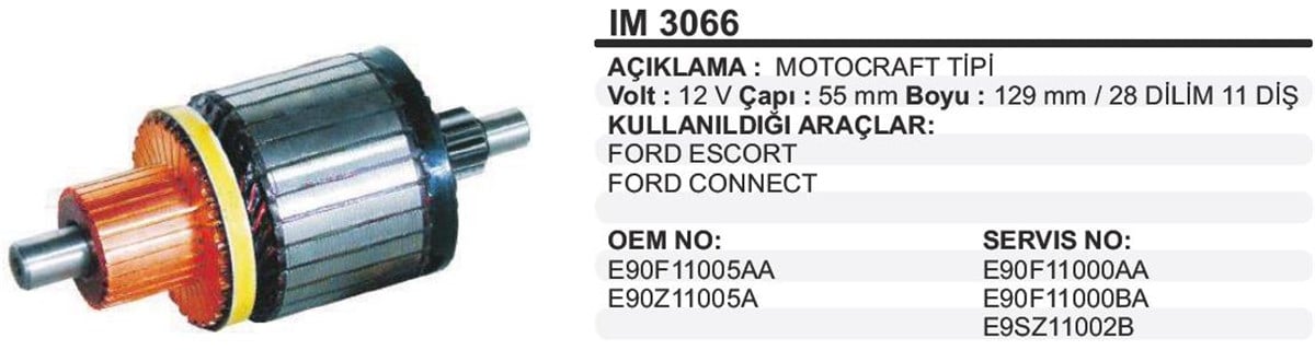 Marş Kollektörü 12V Connect Escort 55X129x11