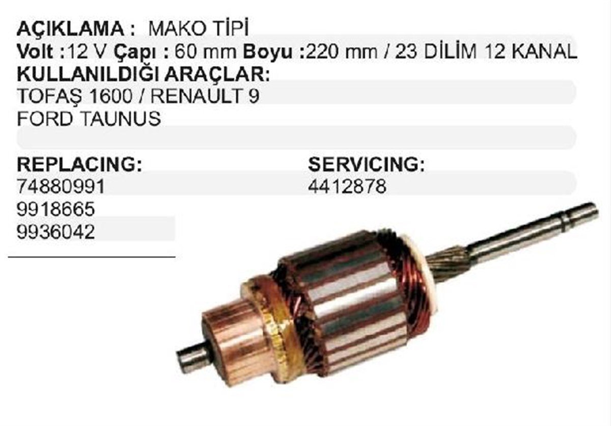 Marş Kollektörü 12V Dkş Renault R9 R11 Taunus R19