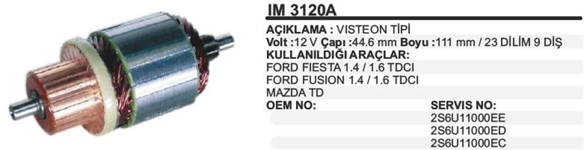 MARŞ KOLLEKTÖRÜ 12V FOCUS MONDEO/DÜZ/44X111X9