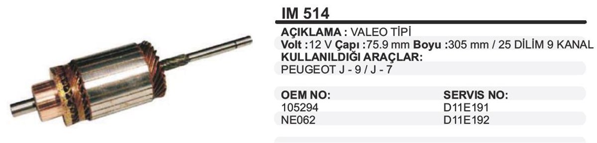 Marş Kollektörü 12V J9 Fransız (294)M610