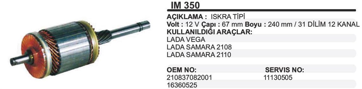 MARŞ KOLLEKTÖRÜ 12V LADA SAMARA.....IM350-67X240